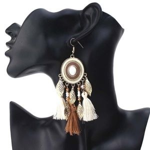 Bohemian Leaf Tassel Earrings